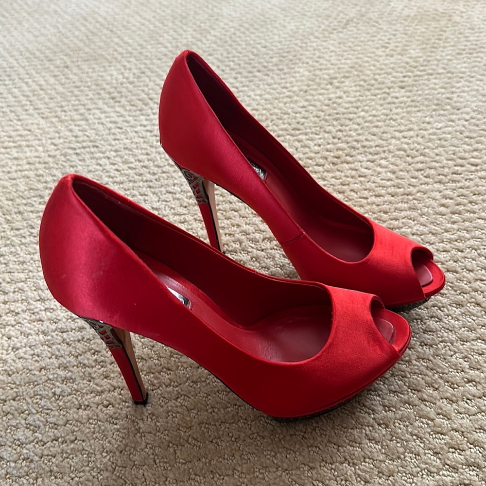 Bcbg red satin shoes